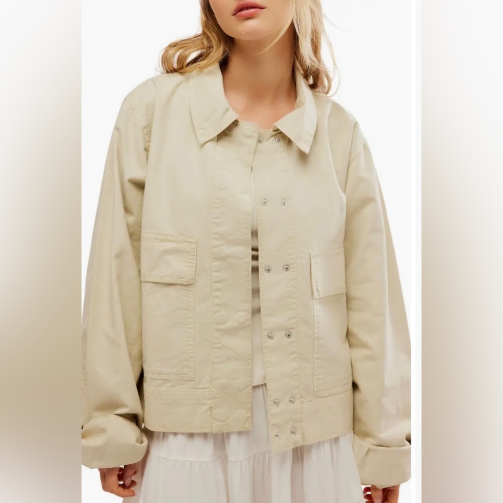 Free People We the Free Suzy Linen Jacket Spring Linen Brand New Size Medium NWT - Picture 3 of 13